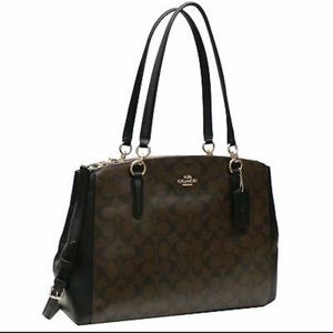 Coach F58305 Signature Christie Carryall Brown Black.